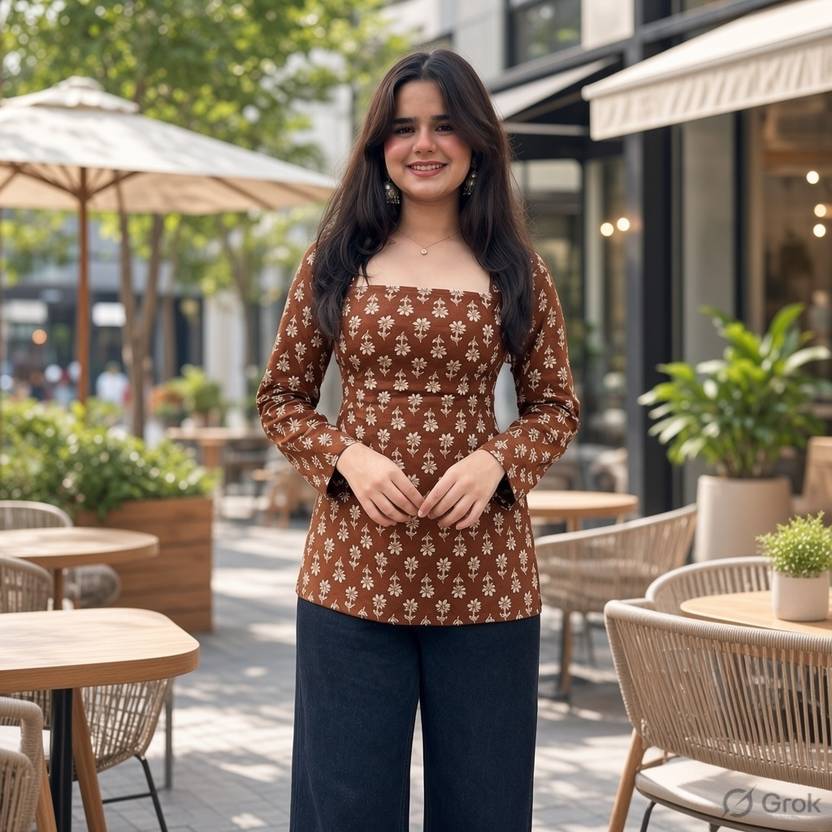 NEW4U Printed, Floral Print Pure Cotton Straight Kurta for Women