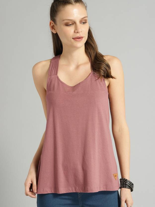 Roadster Casual Solid Women Pink Top - Buy Roadster Casual Solid Women ...