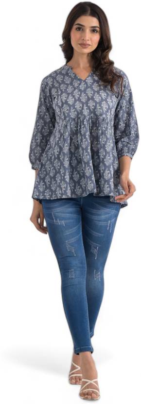 Aravalii Printed Cotton Blend Straight Kurta for Women