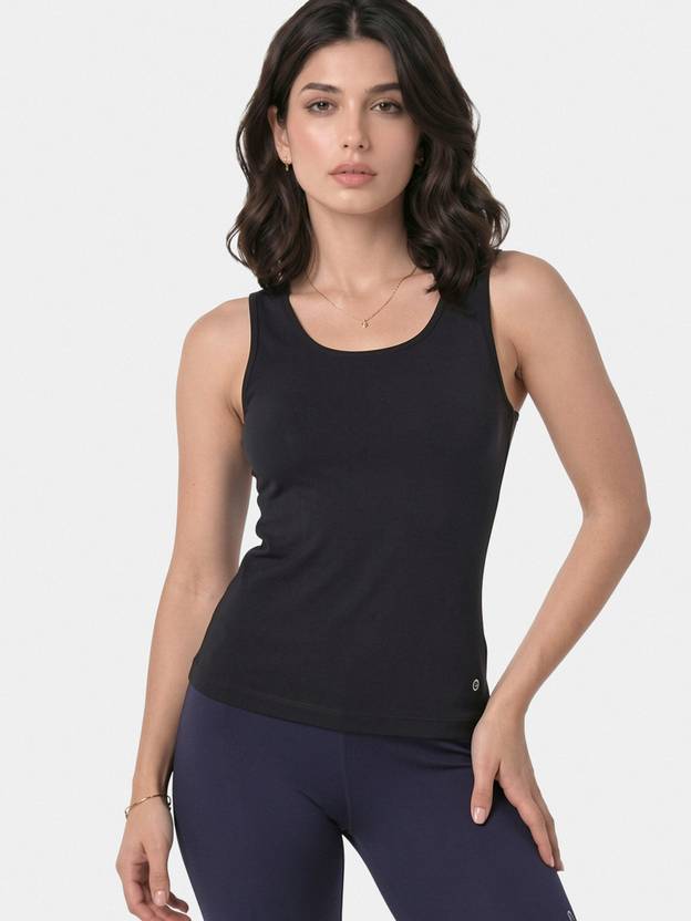 Enamor Casual Solid Women Black Top