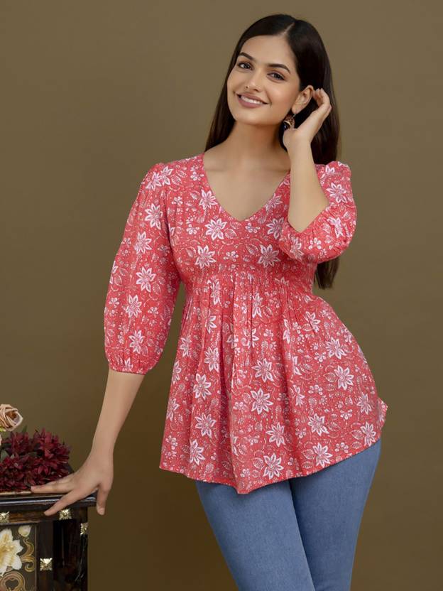 NAVYANKAA Casual Printed Women Pink Top
