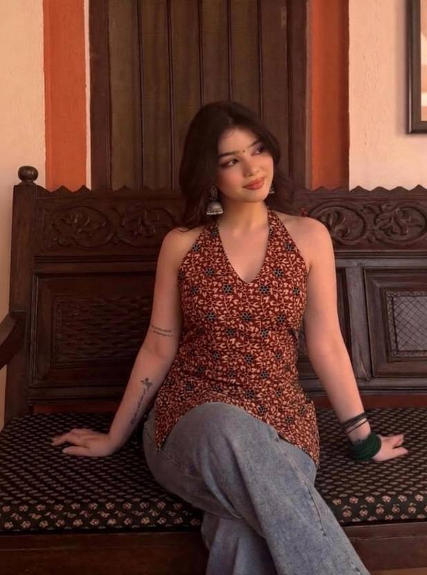 VRAJRANI TRENDS Casual Sleeveless Printed Women Maroon Top