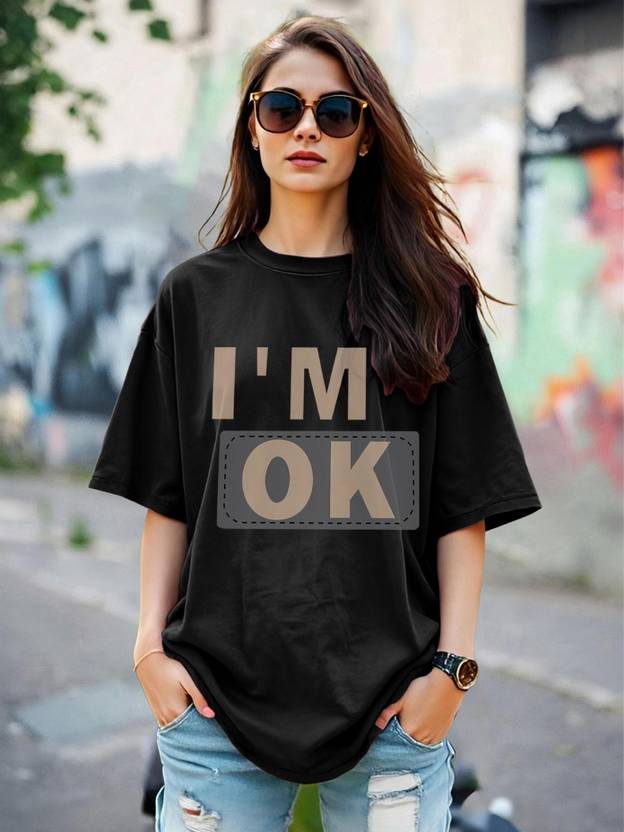 AOOSH Casual Regular Sleeves Printed Women Black Top