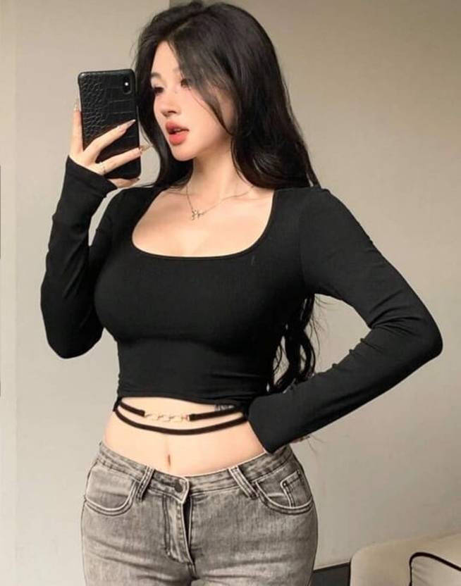 Sweetfashion Party Regular Sleeves Solid Women Black Top