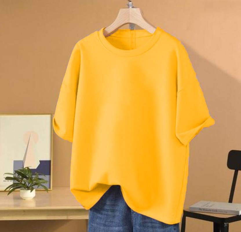 Ashkart Casual Regular Sleeves Solid Women Yellow Top