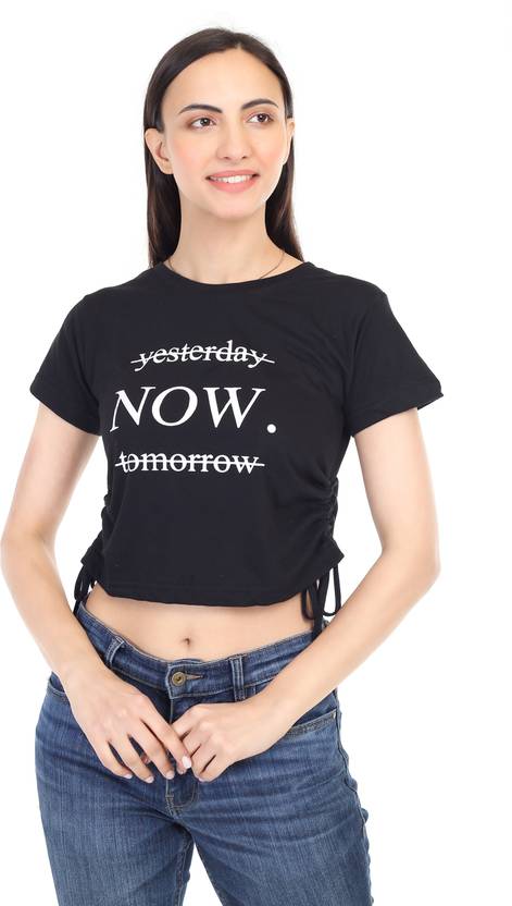 Baawdi Casual Printed Women Black Top