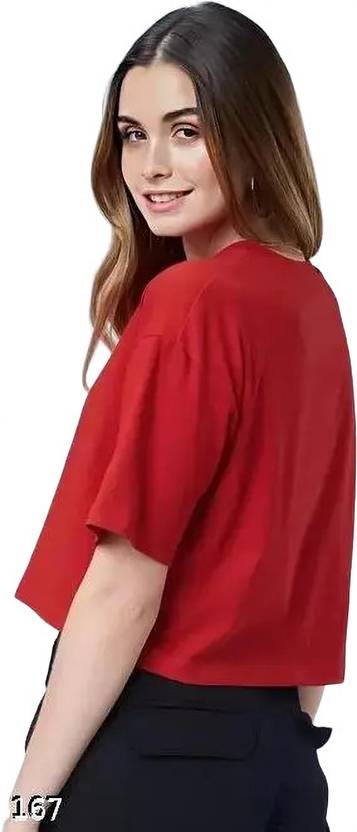 Baawdi Casual Printed, Graphic Print Women Red Top
