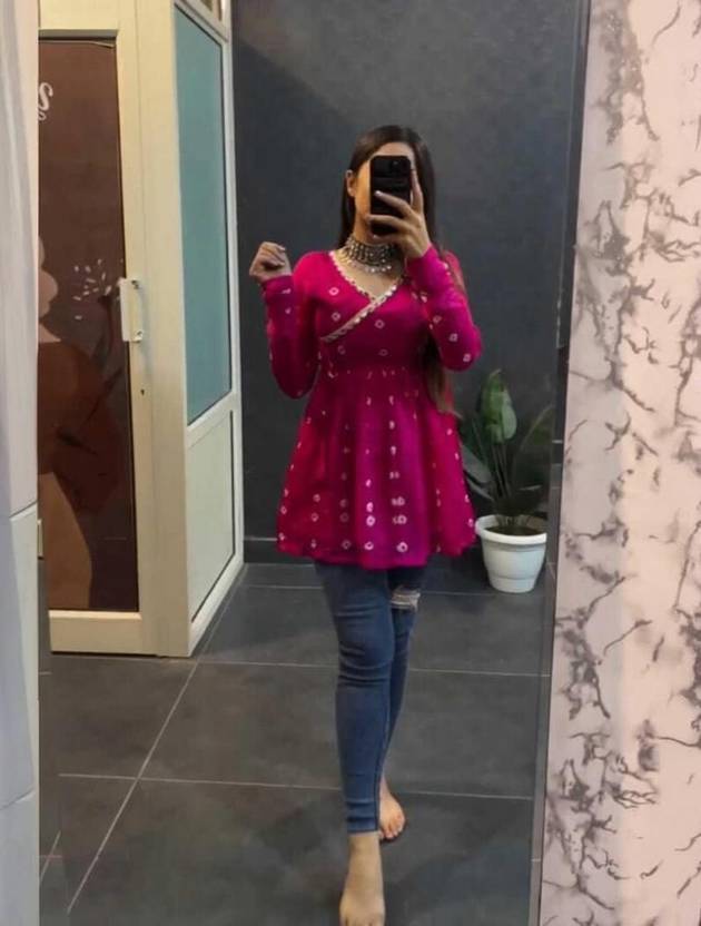 ROOPMYTRA Casual Printed Women Pink Top