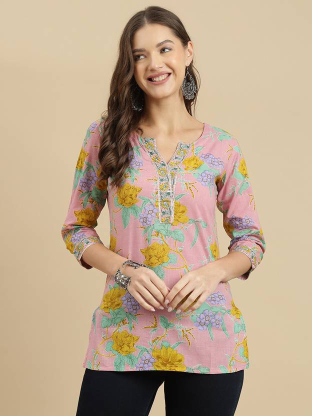 Janakdulari fashion Formal Regular Sleeves Floral Print Women Pink Top