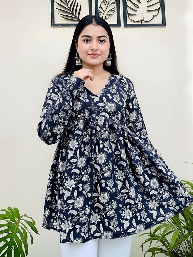 NAVYANKAA Printed Cotton Blend Straight Kurta for Women
