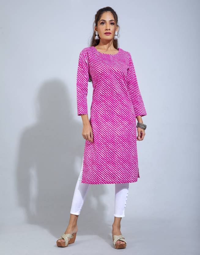 [Sizes S, XXL] AMRUT VARSHA CREATION Casual Regular Sleeves Striped Women Pink Top