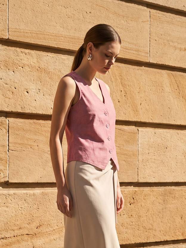 CHEMISTRY Casual Sleeveless Animal Print Women Pink Top