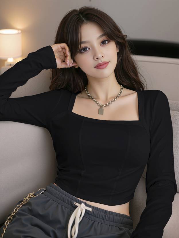 Maheshvi Casual Solid Women Black Top