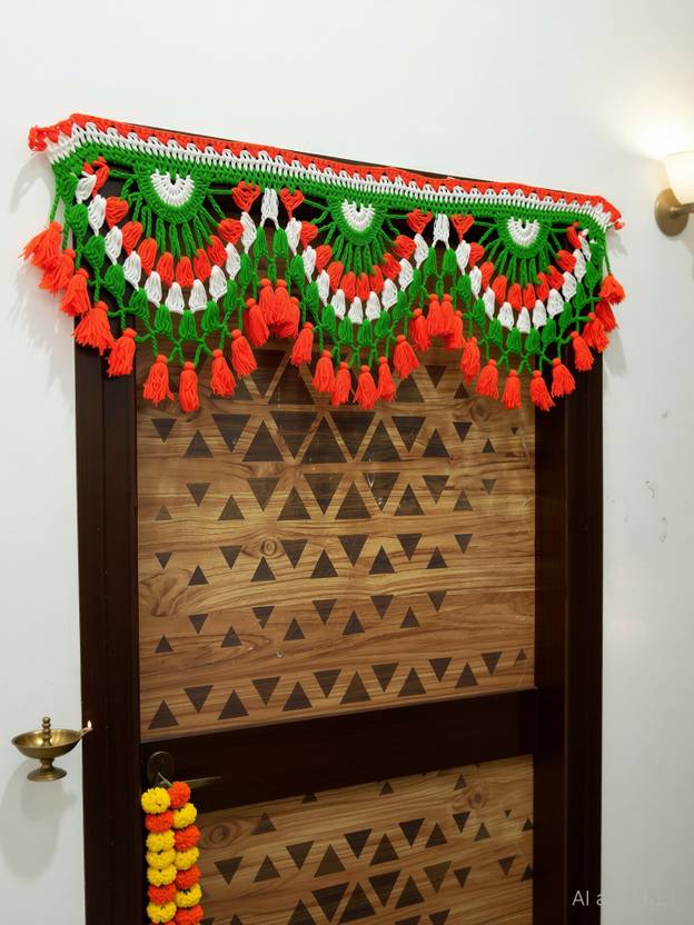 VERSATILE DECORTION Orange And Green Colour Home Decorative /Diwali Decoration Woolen Toran