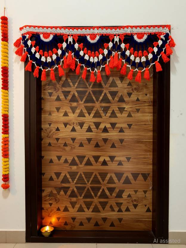 VERSATILE DECORTION Beautiful Orange And Blue Colour Toran/Diwali Decoration /Jhalar Length 3ft Toran