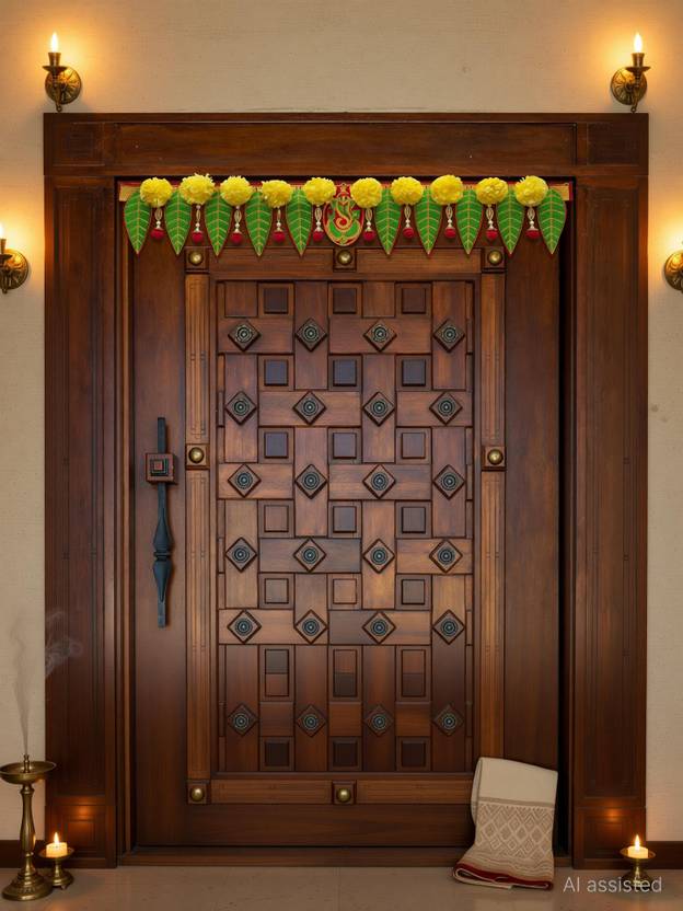 Jack Lawrence Ganesh pan Toran With Artificial Lemon Yellow Marigold Flower Door Toran Toran