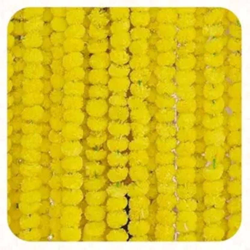 Calado Premium Quality Marigold Strings for Events Yellow (Pack of 5) Toran