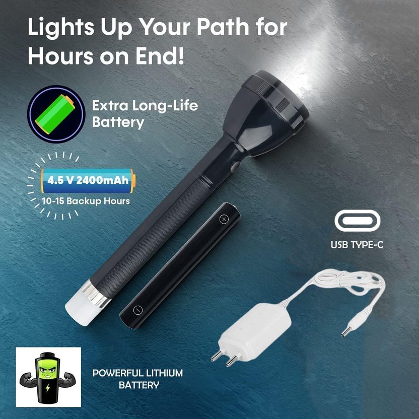 iDOLESHOP Two in One Flash with Back Light Torch (Black, 27 cm) - Image 9