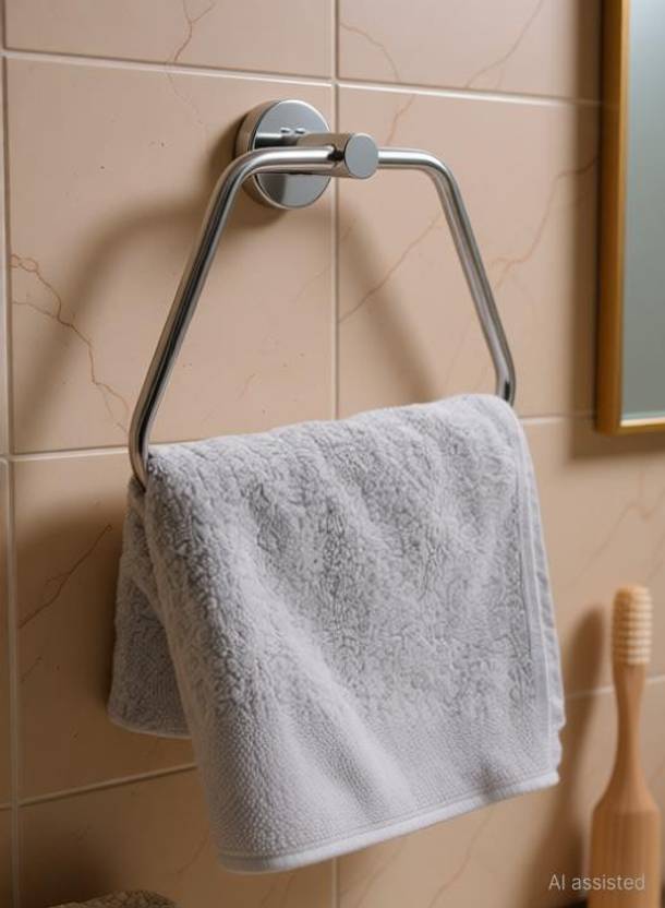 Prestige CTS-03 High Grade Stainless Steel Towel Ring for BathroomWash BasinNapkin Towel HangerBathroom Accessories Chrome-Triangle Pack of 1 Silver Towel Holder