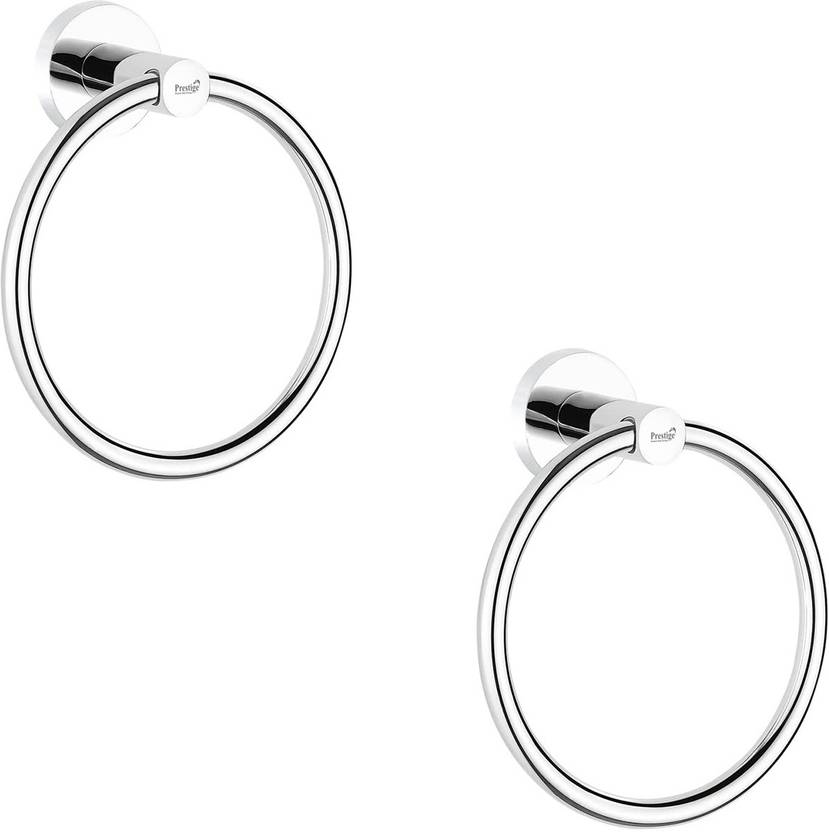 Prestige Round Shape Bathroom and Kithchen chrome Towel Holder- Pack of -2 Towel Holder (Stainless Steel) SILVER Towel Holder