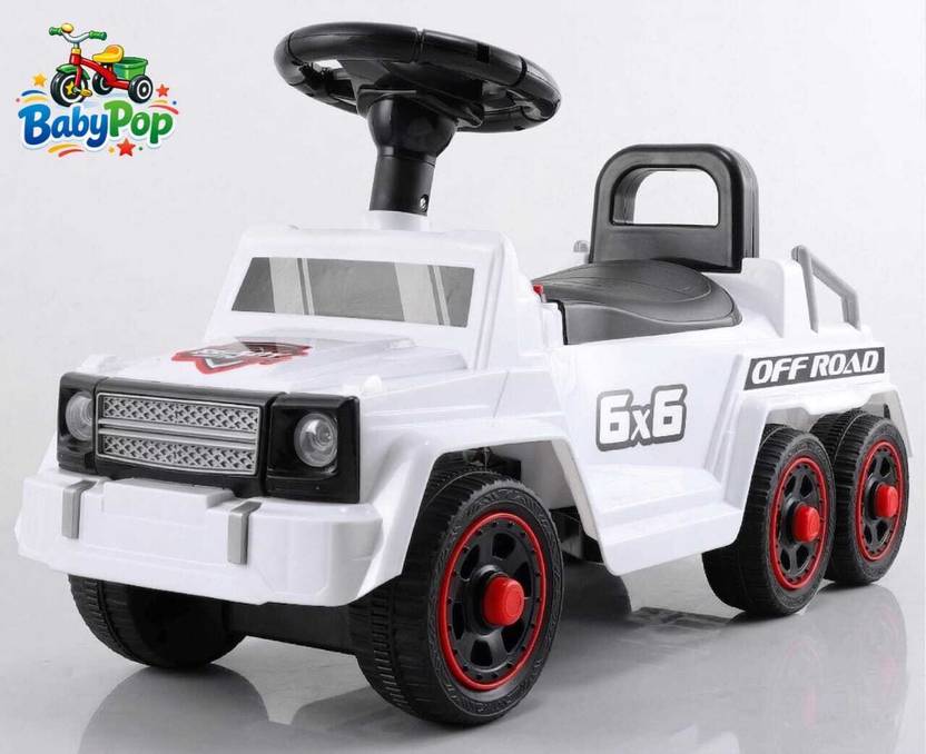 BABYPOP 6x6 Off-Road Manual Push Ride-On Jeep with Music & LED Lights for Kids DVPOT-13B Tricycle