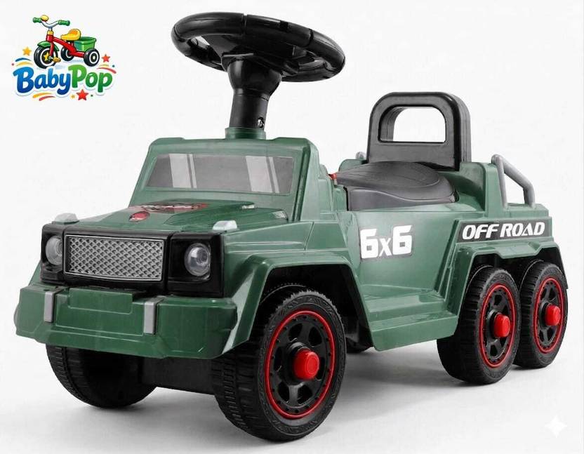 BABYPOP 6x6 Off-Road Manual Push Ride-On Jeep with Music & LED Lights for Kids DVPOT-13B Tricycle