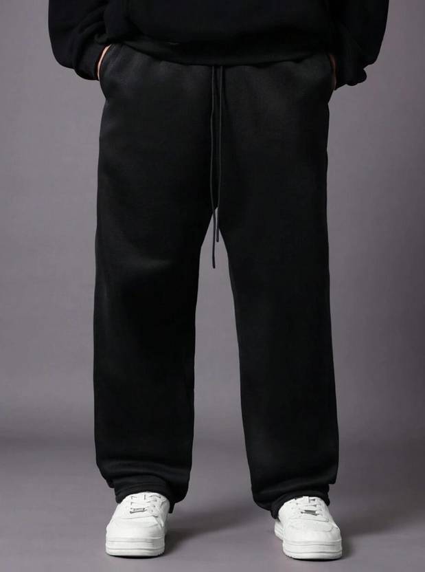 FLYNOFF Men Solid Black Track Pants