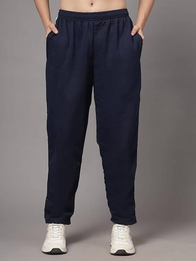 Bluecon Women Striped Blue Track Pants