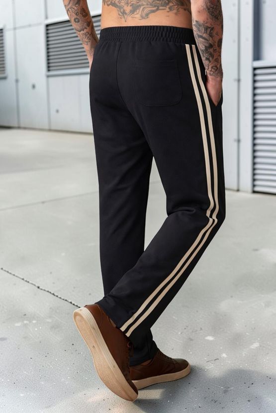 MOJAMEDI Men Striped Black Track Pants - Image 2