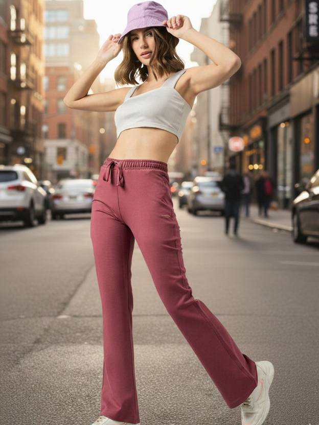 Femea Women Solid Maroon Track Pants