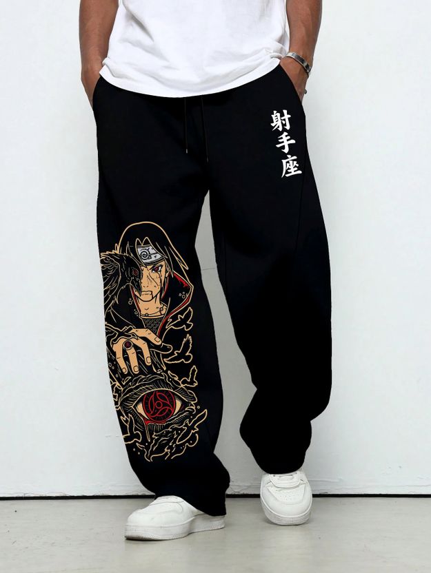 DRESSING HUB Men Black Printed Track Pants - Image 4