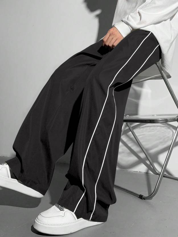 Rajovati Men Striped Black Track Pants