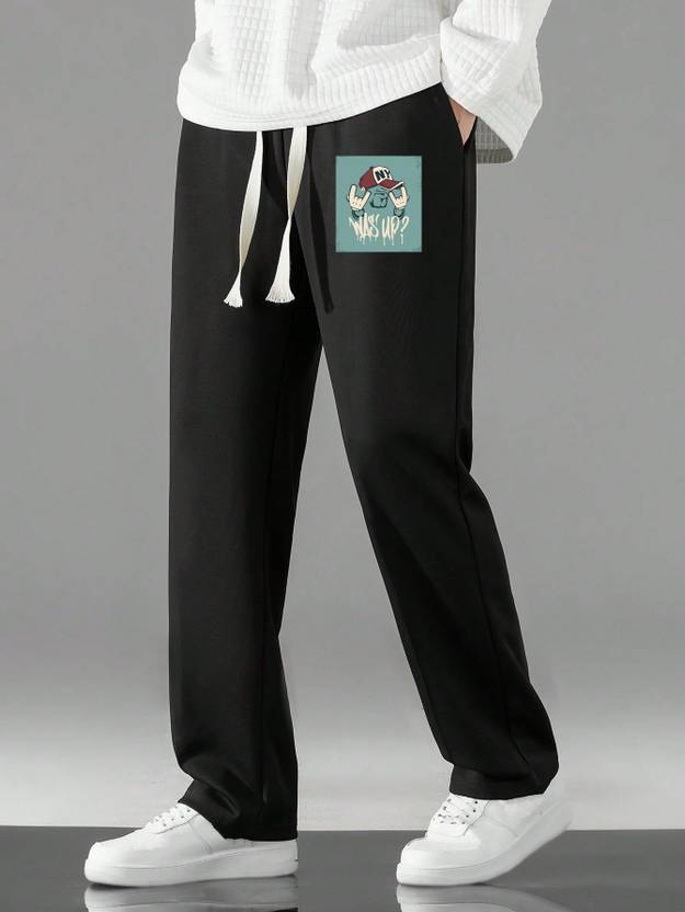 Adokedo Men Printed Black Track Pants