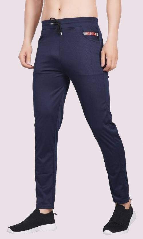 linaria Men Solid Blue Track Pants