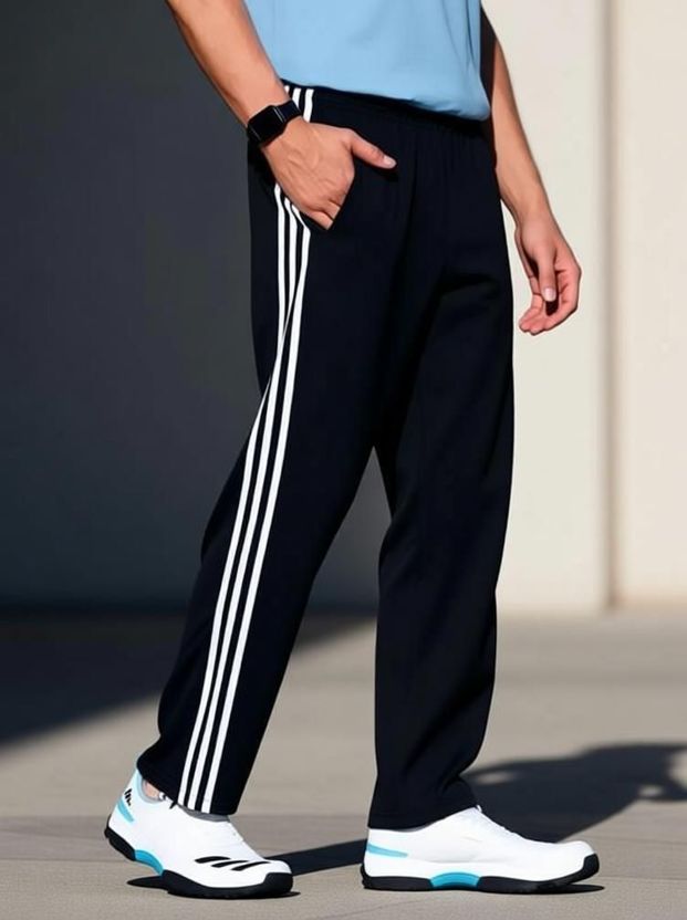 MASTERY Men Black Striped Track Pants - Image 3