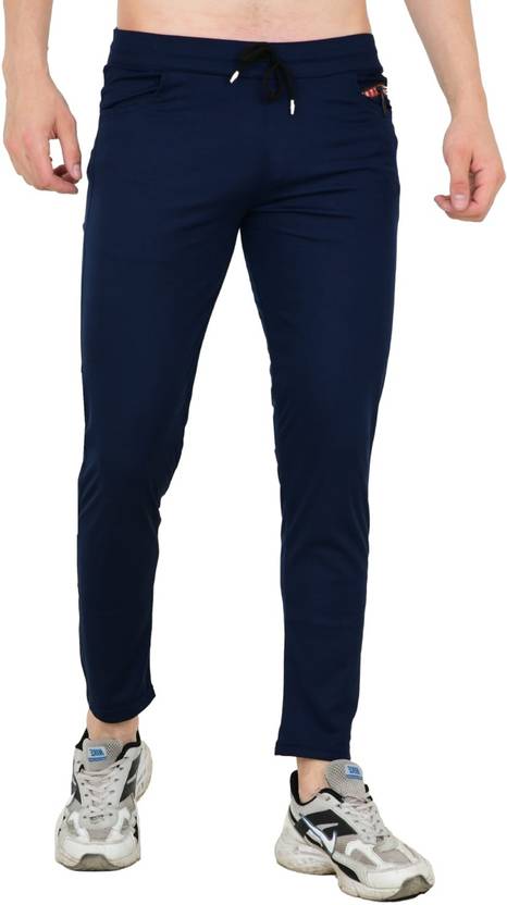 linaria Men Solid Blue Track Pants
