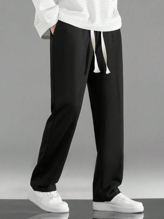 Adokedo Men Solid Black Track Pants