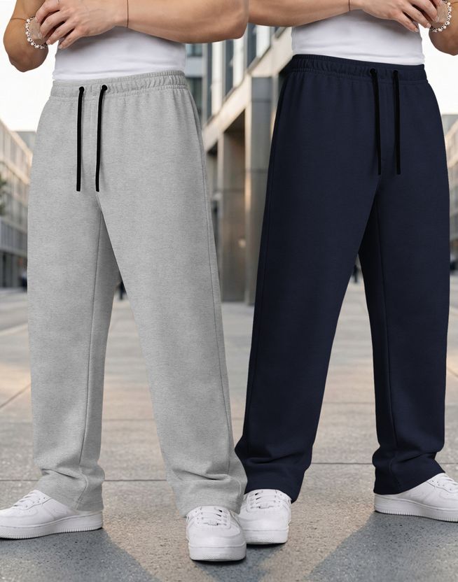VISTAS Men 2 Pack Black, Grey Track Pants Pack of 2 - Image 10