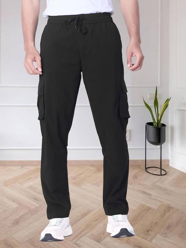 DivRa Clothing Men Solid Black Track Pants