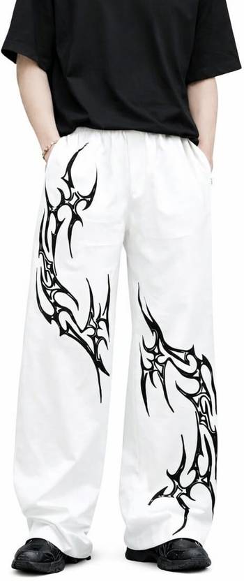 Anisom Printed Men & Women White Track Pants