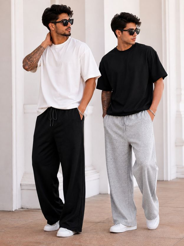 VISTAS Men 2 Pack Black, Grey Track Pants Pack of 2 - Image 3