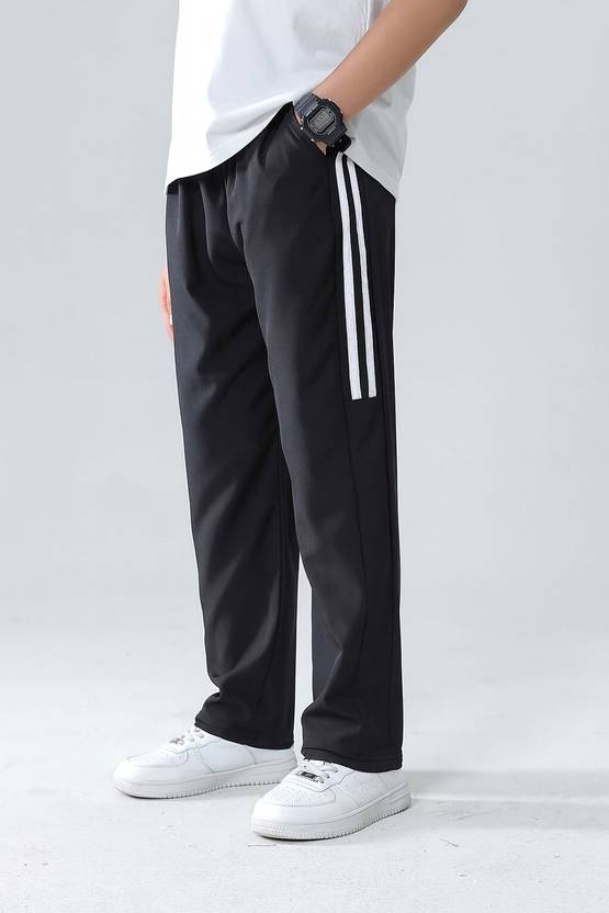 Adokedo Men Striped Black Track Pants