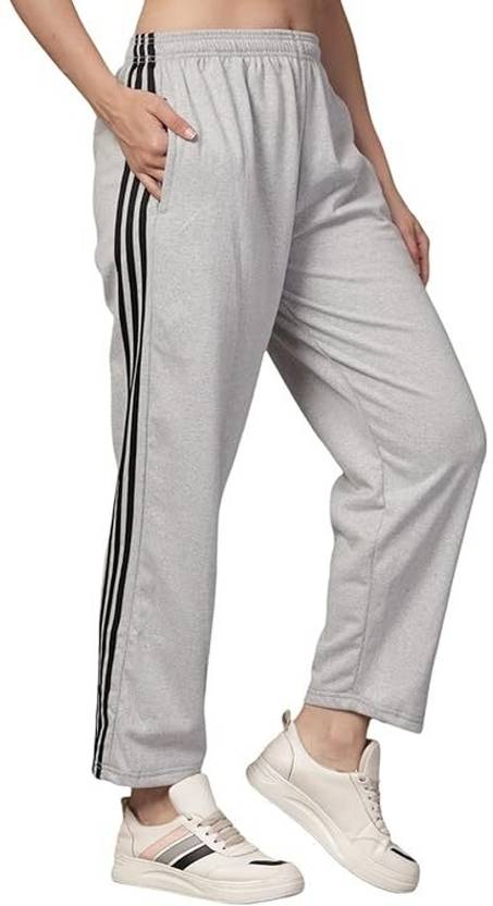 Bluecon Women Striped Grey Track Pants