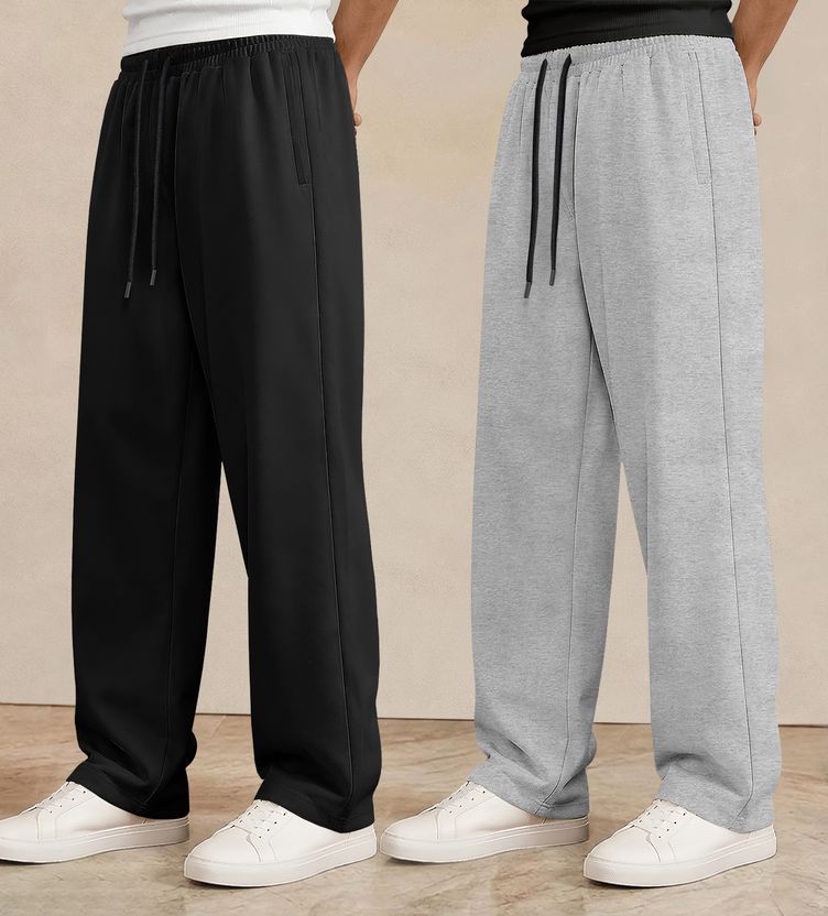 VISTAS Men 2 Pack Black, Grey Track Pants Pack of 2 - Image 8