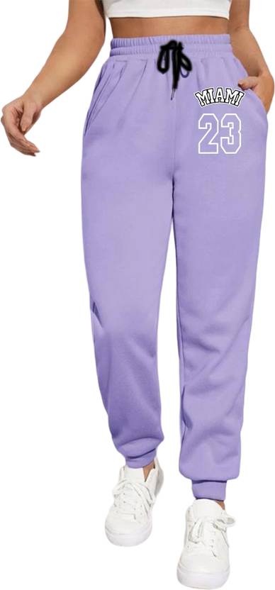 Tabadtod Women Printed Purple Track Pants