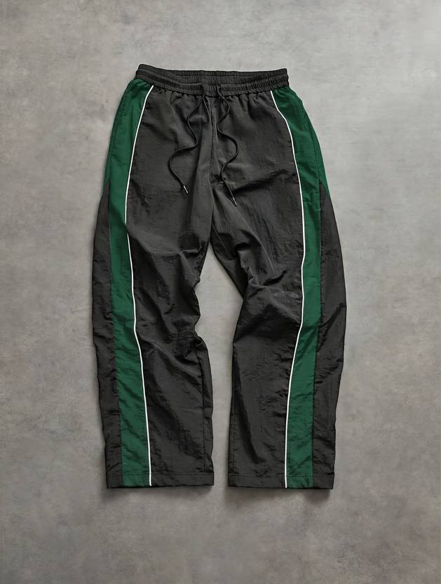 loomzy Men Striped Green Track Pants