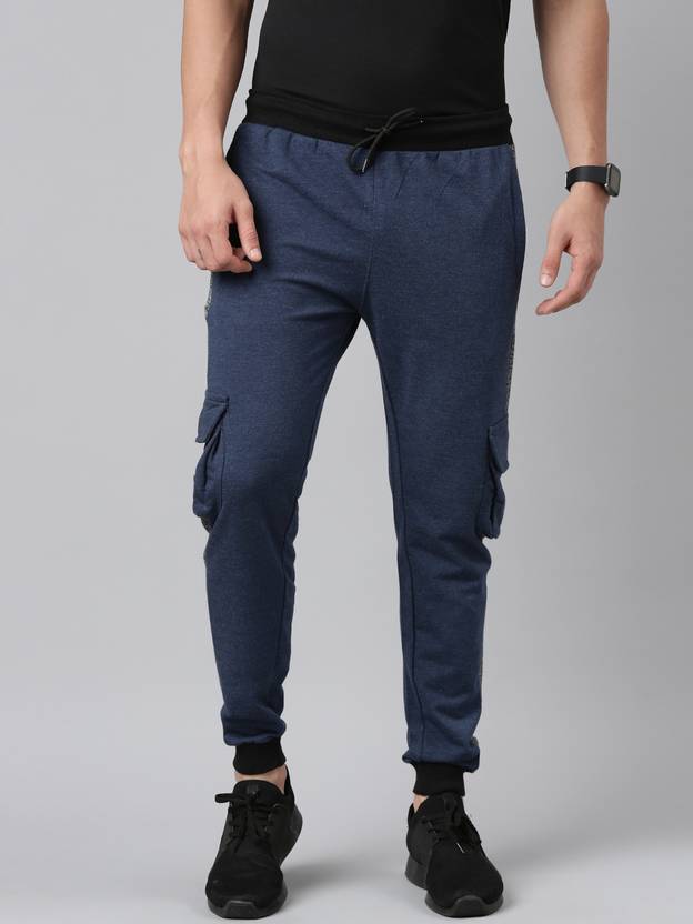 MADSTO Men Colorblock Blue Track Pants