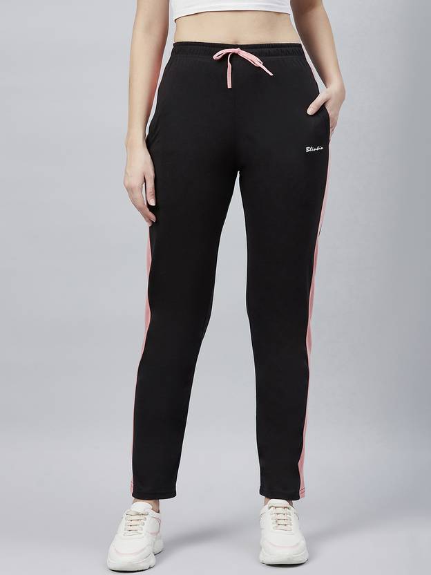 BLINKIN Women Striped Black Track Pants