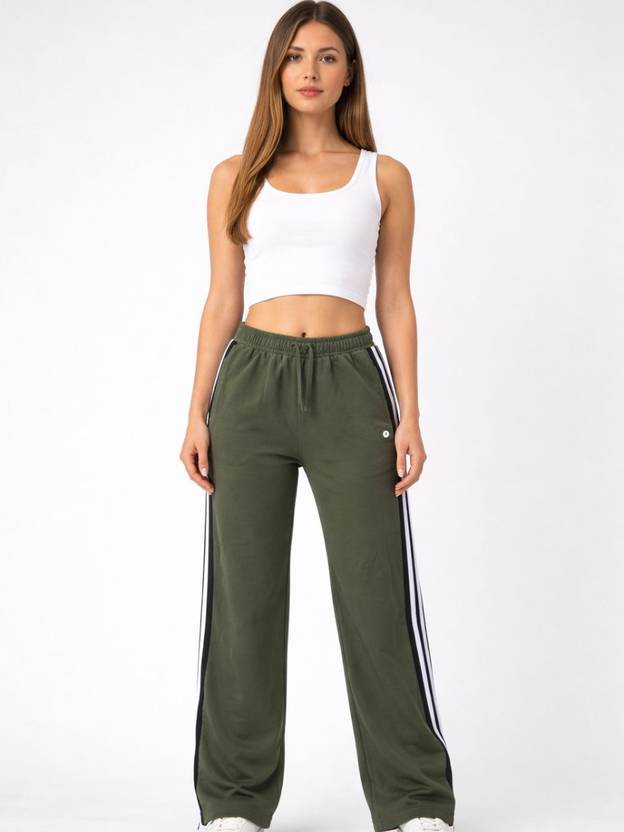 Femea Striped Women Olive Track Pants