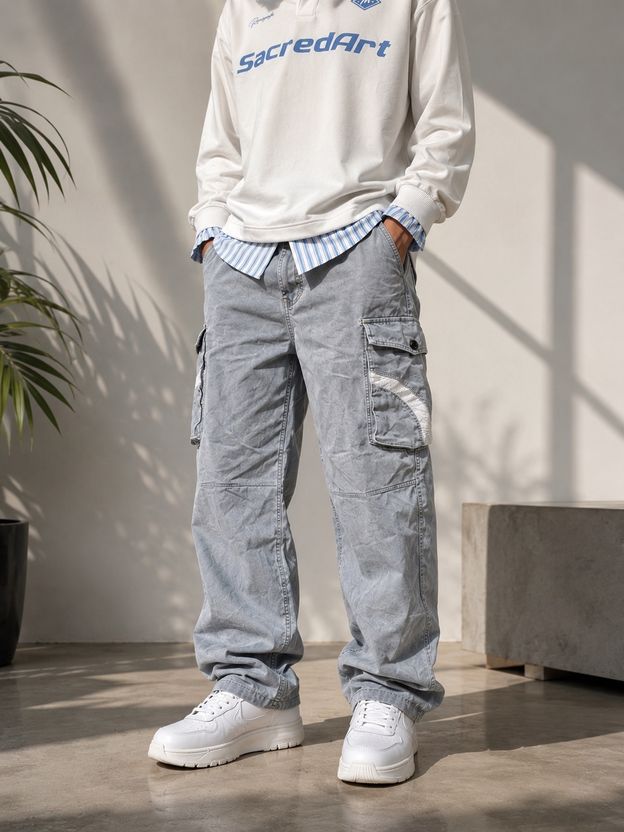 TZCREATION Men Light Blue Track Pants - Image 4